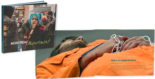 Livre publié sous forme de micro-édition sur le projet photo Montréal en mouvement de l'artiste Marie J. Roy